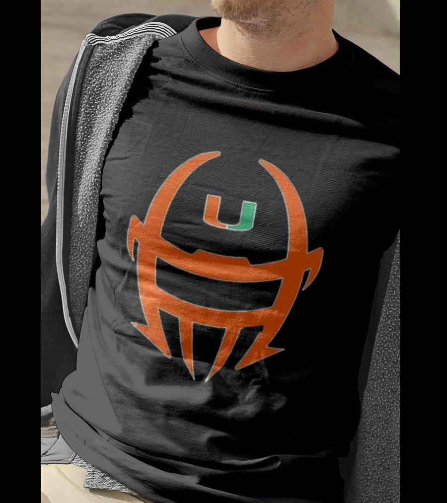 Miami Hurricanes Football Helmet Shape NCAA U T-Shirt
