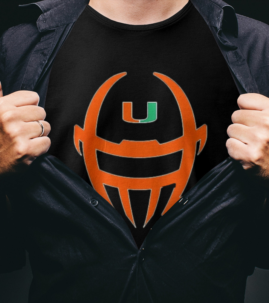 Miami Hurricanes Football Helmet Shape NCAA U T-Shirt