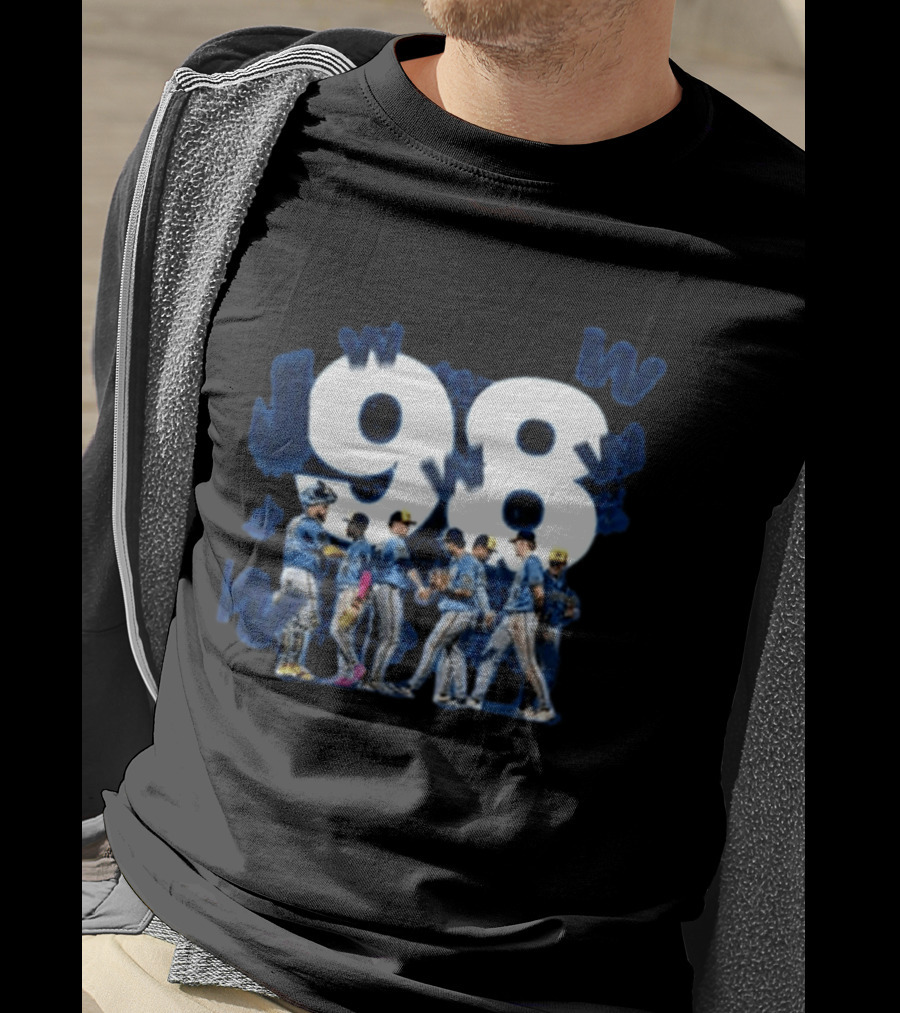 Milwaukee Brewers 98 Wins Franchise Record Baseball Team Celebration Blue T-Shirt