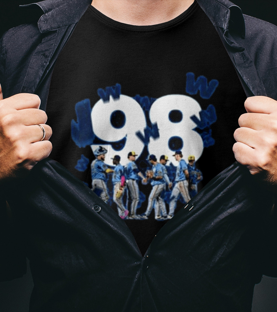 Milwaukee Brewers 98 Wins Franchise Record Baseball Team Celebration Blue T-Shirt