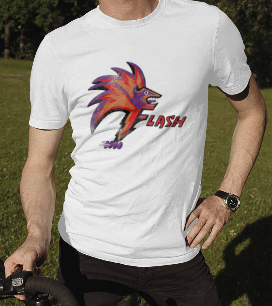 1993 Las Vegas Flash Purple And Orange Retro Wolf T-Shirt