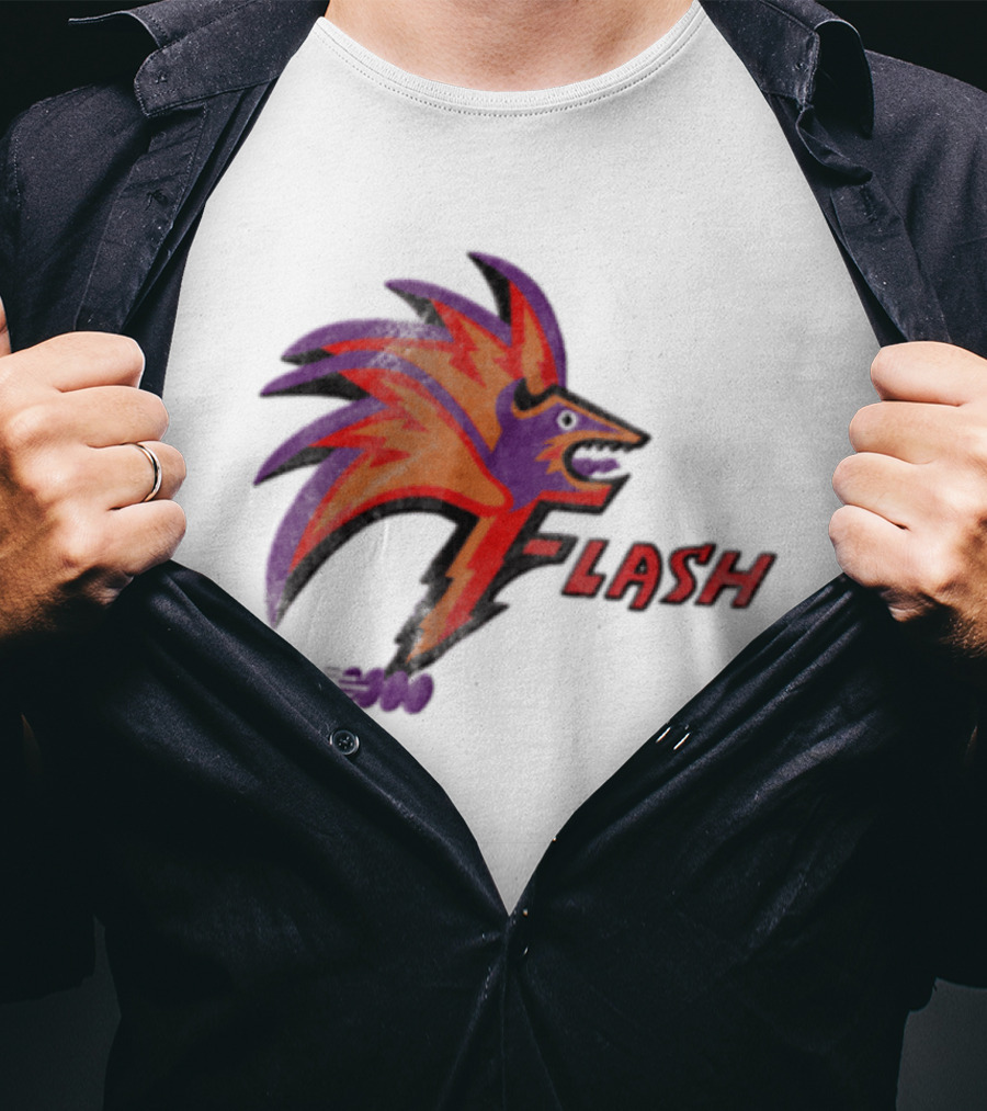 1993 Las Vegas Flash Purple And Orange Retro Wolf T-Shirt