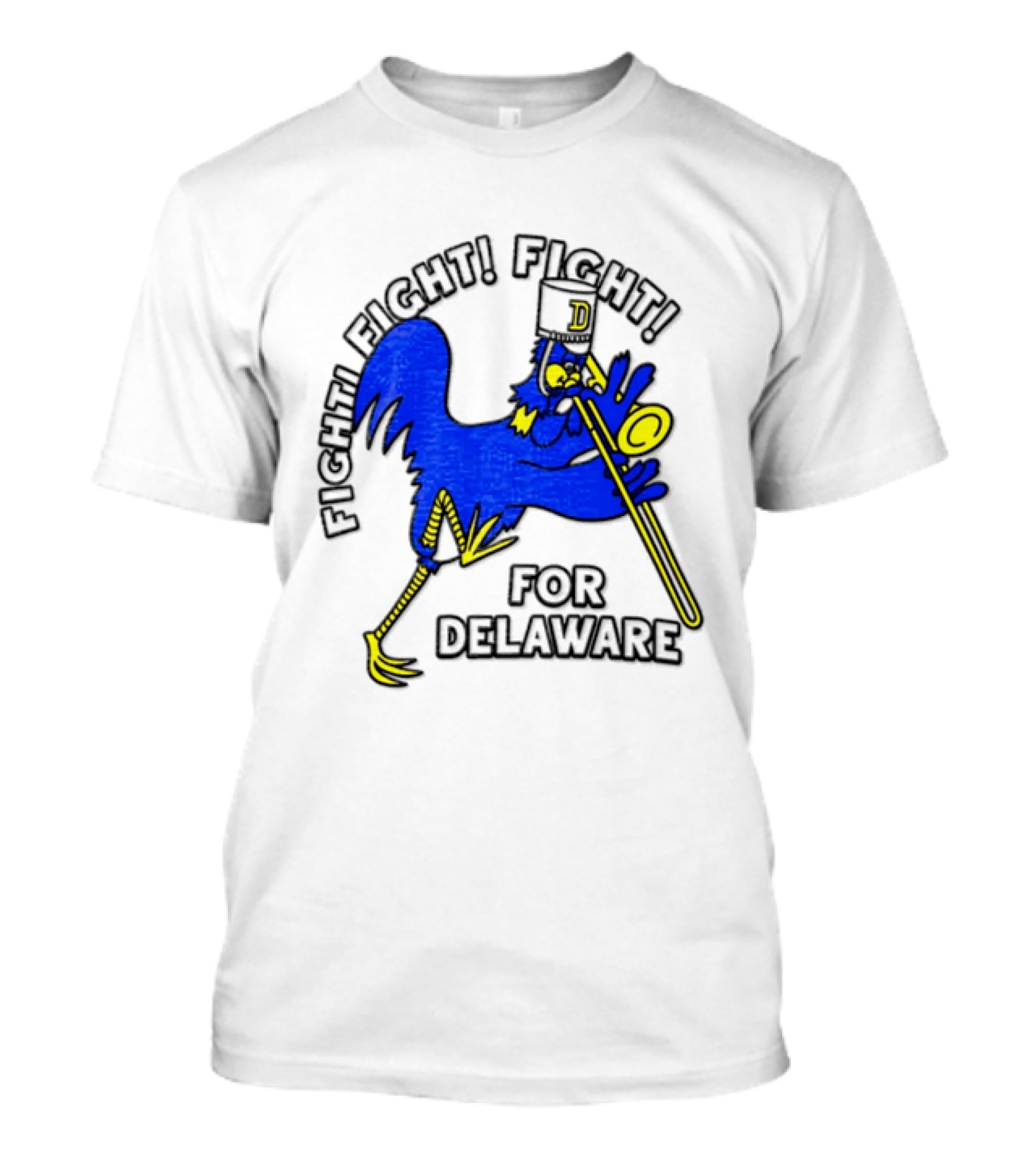 Delaware Blue Hens Fight Fight Fight For Delaware Chicken Trombone T-Shirt