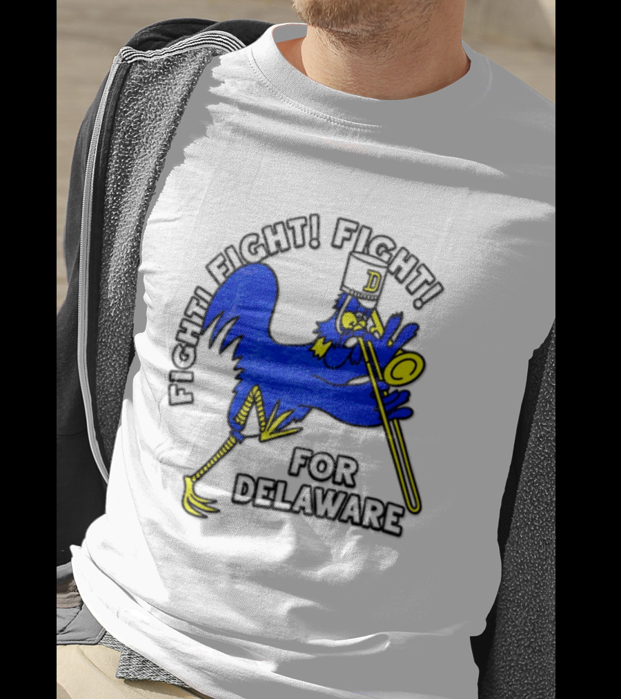 Delaware Blue Hens Fight Fight Fight For Delaware Chicken Trombone T-Shirt