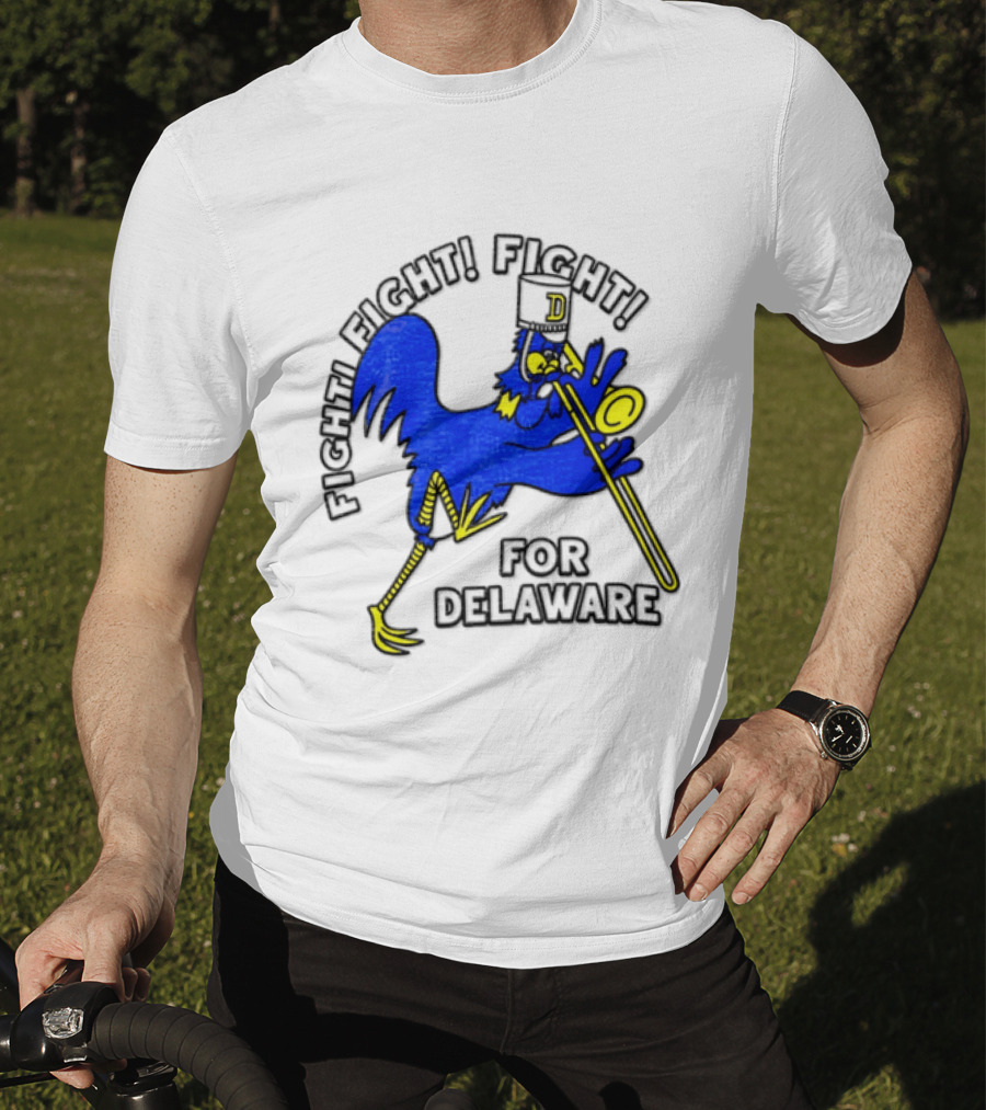 Delaware Blue Hens Fight Fight Fight For Delaware Chicken Trombone T-Shirt