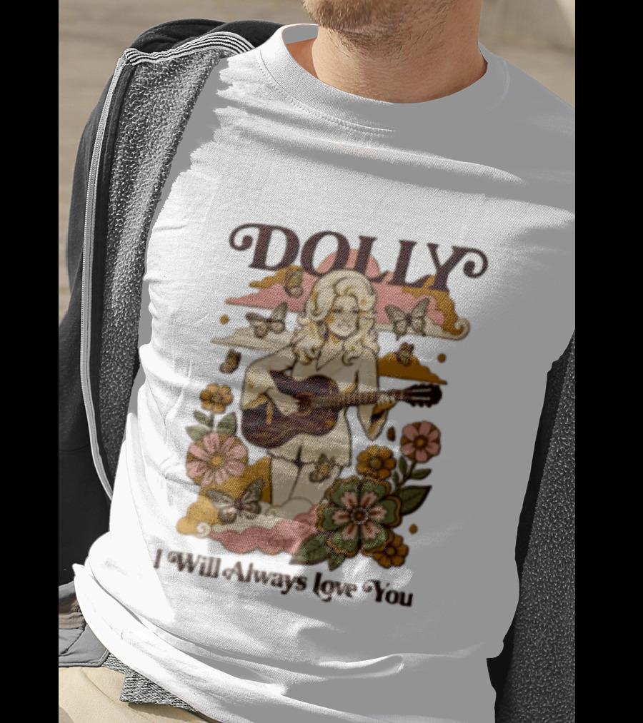 Dolly Parton I Will Always Love You Butterflies Flowers Guitar T-Shirt