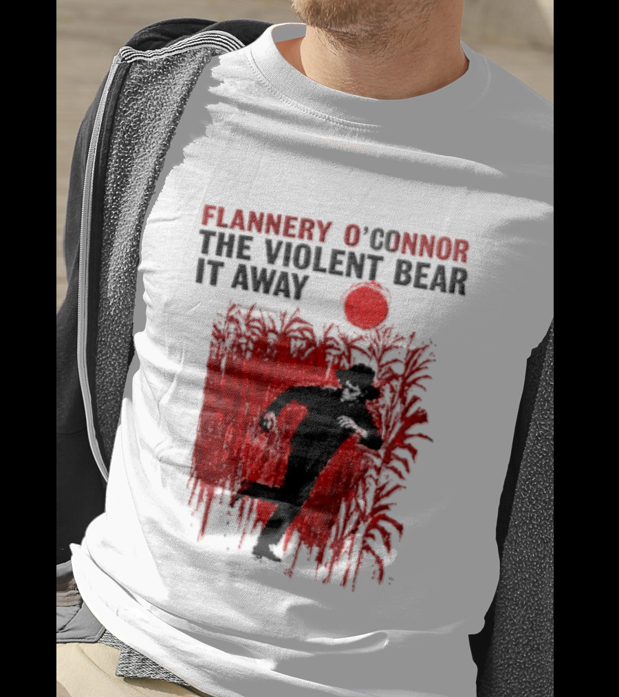 Flannery O'Connor The Violent Bear It Away Red Silhouette In Cornfield T-Shirt