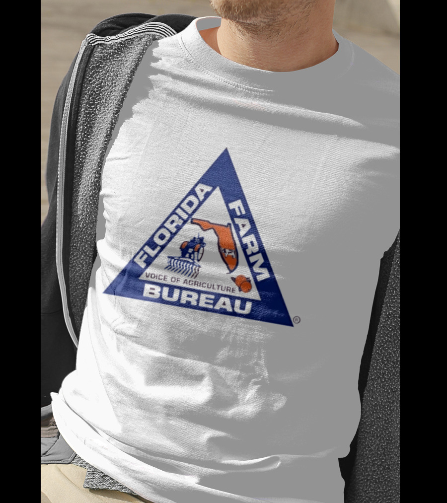 Florida Farm Bureau Voice Of Agriculture Triangle Logo With Map And Tractor T-Shirt