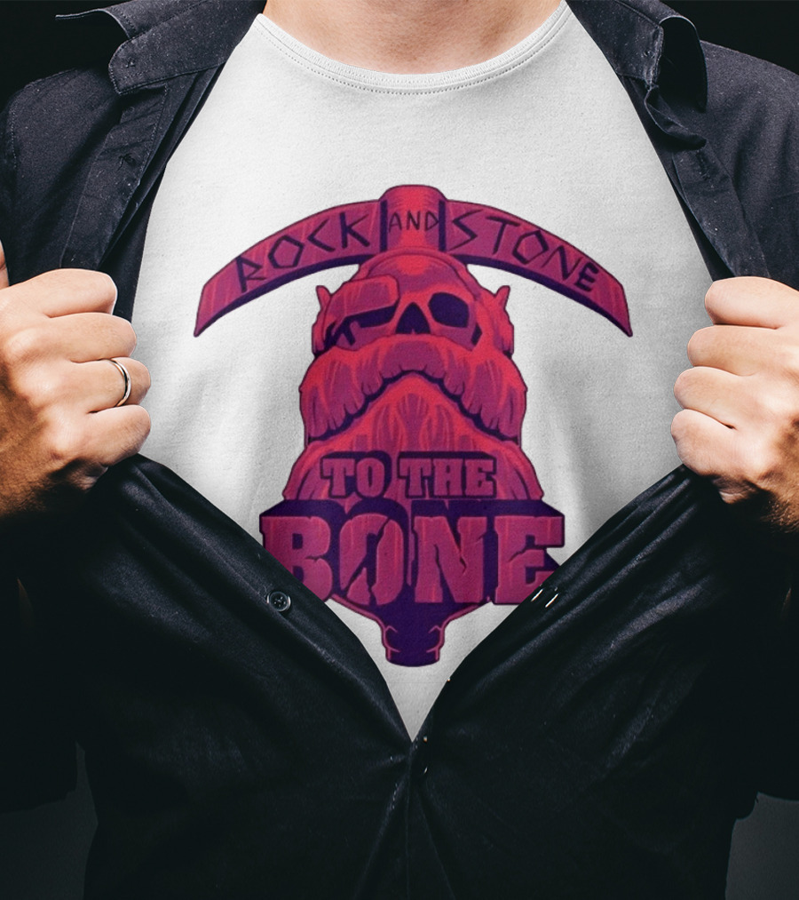 Rock And Stone To The Bone Dwarf Skull Gaming Deep Rock Galactic T-Shirt