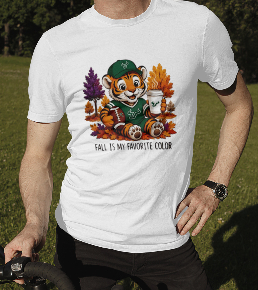 South Florida Bulls Fall Is My Favorite Color Football Tiger Cozy Autumn Vibes T-Shirt