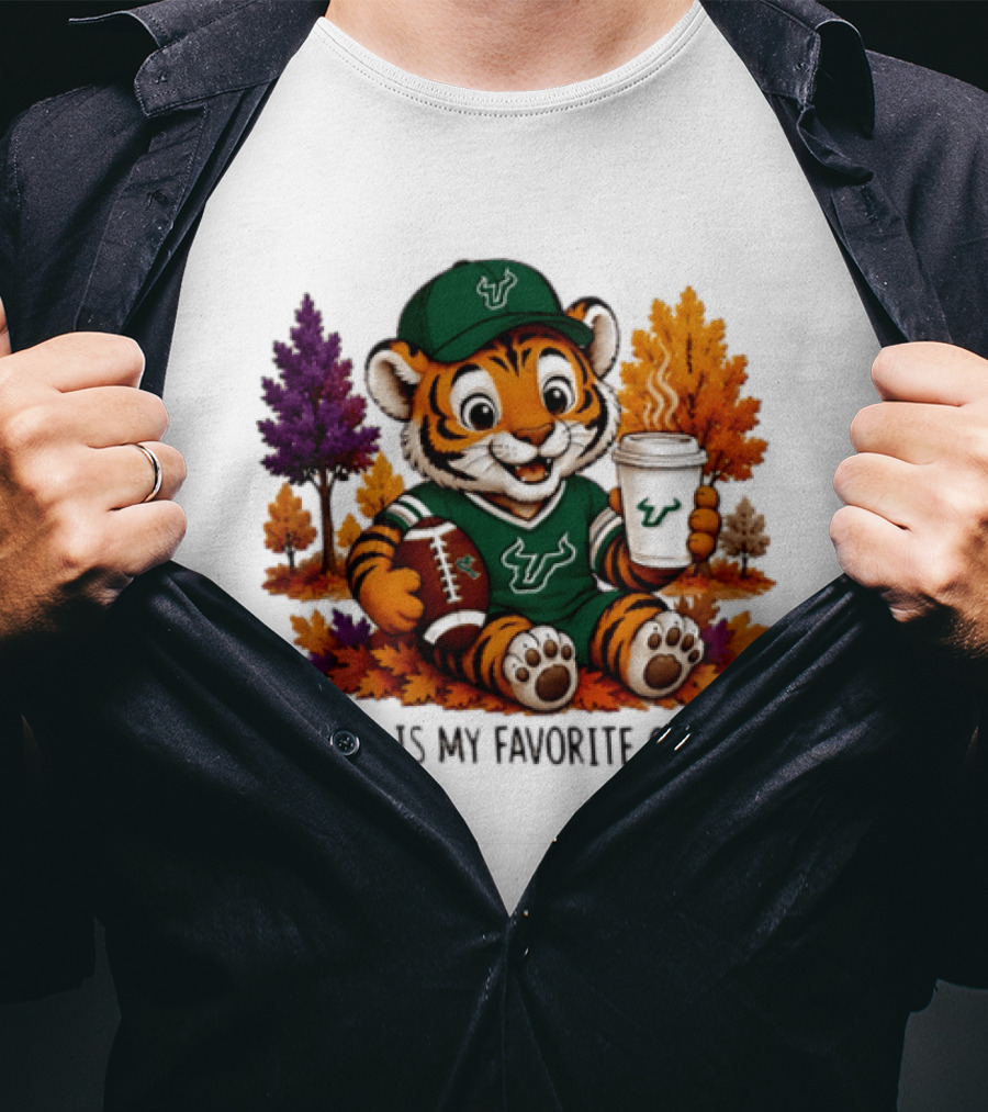 South Florida Bulls Fall Is My Favorite Color Football Tiger Cozy Autumn Vibes T-Shirt