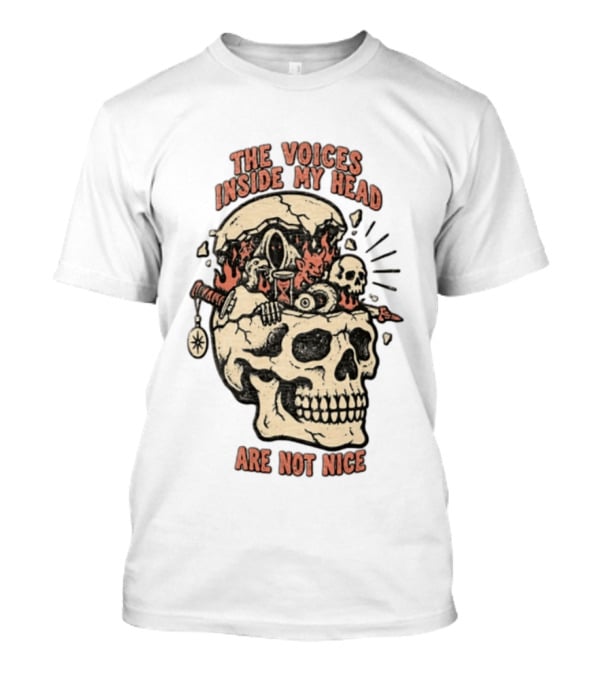 The Voices Inside My Head Are Not Nice Cracked Skull Demon Hourglass Sword T-Shirt
