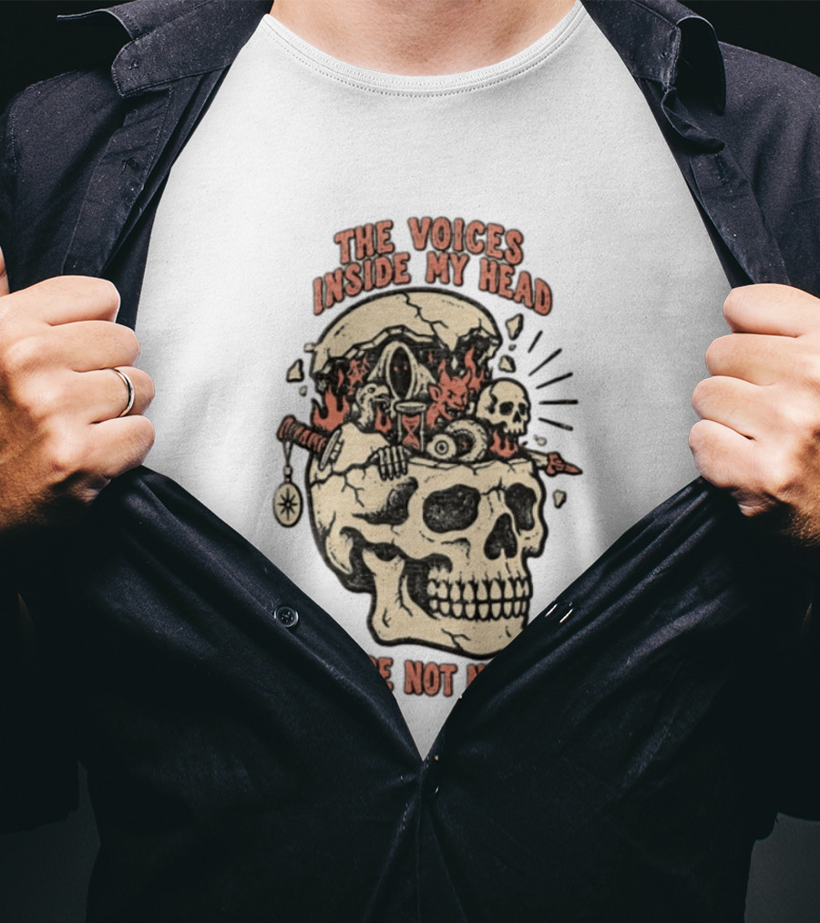 The Voices Inside My Head Are Not Nice Cracked Skull Demon Hourglass Sword T-Shirt