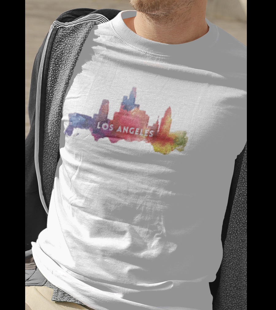 Los Angeles Watercolor Cityscape California Urban Skyline T-Shirt