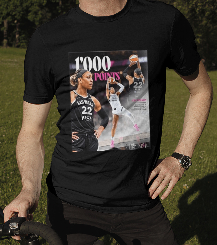 A'ja Wilson Las Vegas Aces 1000 Points Only Player In WNBA History Multiple 1000 Point Seasons T-Shirt