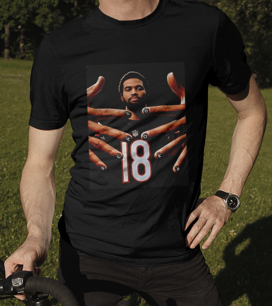 Sure, Here's A Revised Title: Caleb Williams Bear Down Black 18 Football Nails T-Shirt