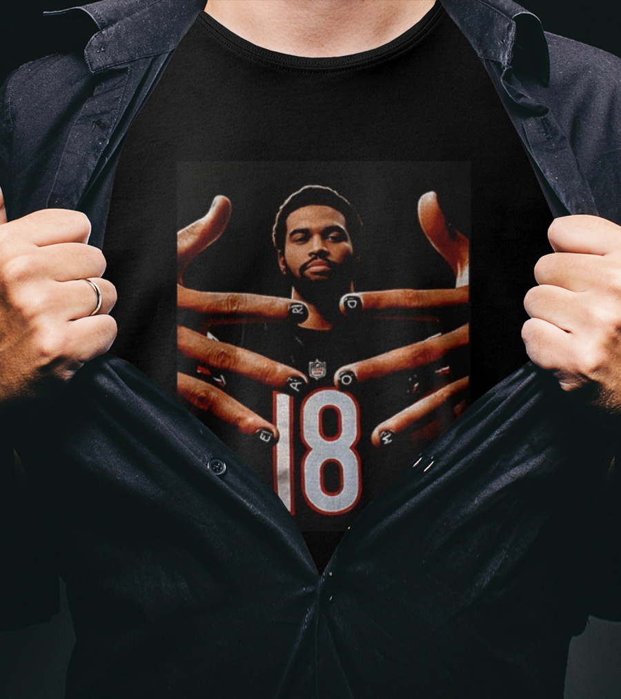 Sure, Here's A Revised Title: Caleb Williams Bear Down Black 18 Football Nails T-Shirt