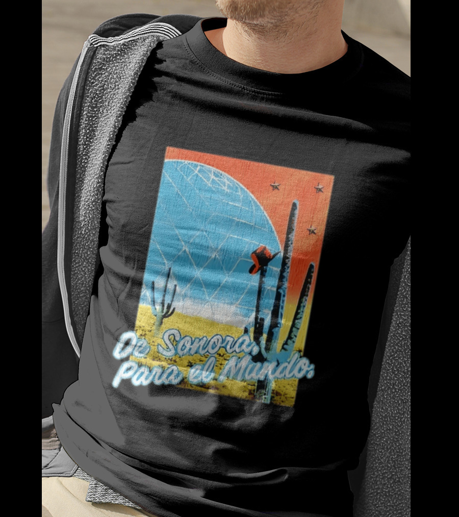 De Sonora Para El Mundo Cactus Desert Scene With Dome And Stars T-Shirt