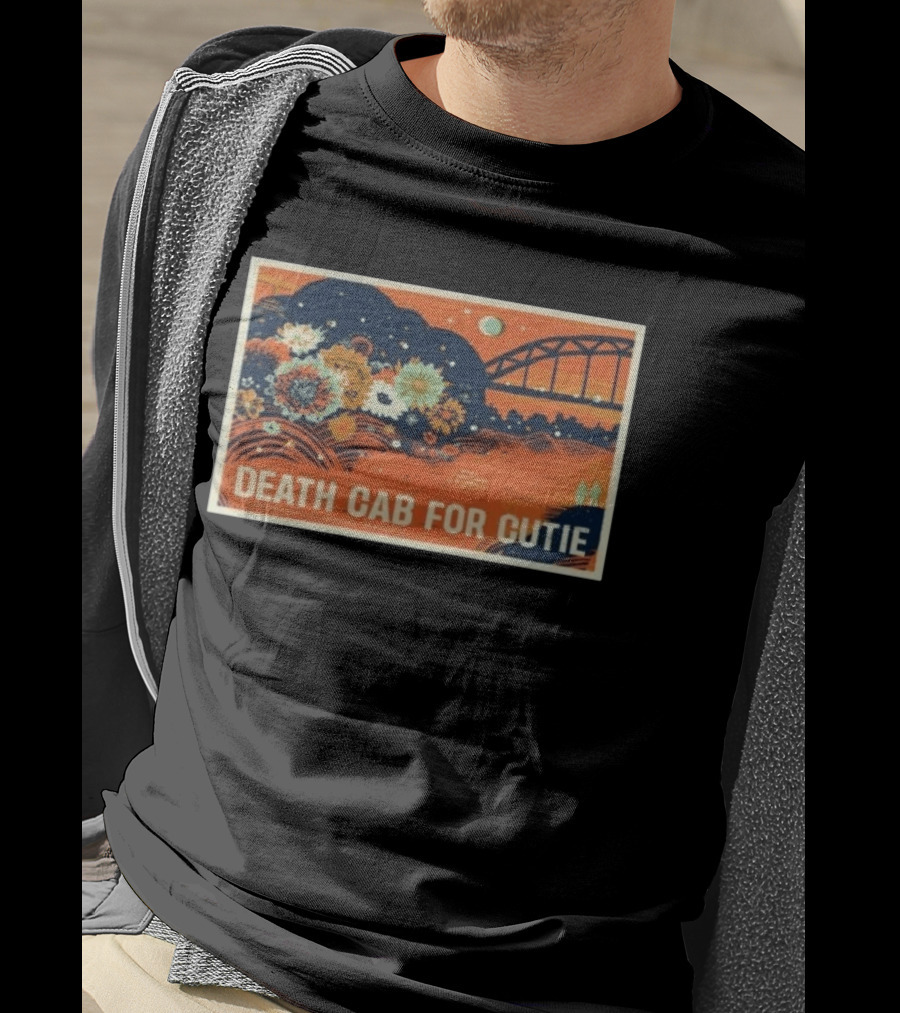 Death Cab For Cutie Gateshead UK 2026 Flowers And Bridge Art Print T-Shirt