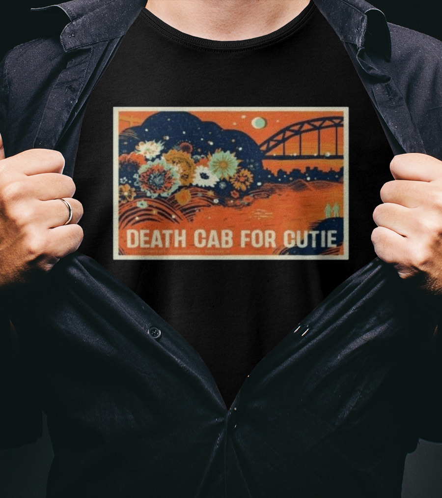 Death Cab For Cutie Gateshead UK 2026 Flowers And Bridge Art Print T-Shirt