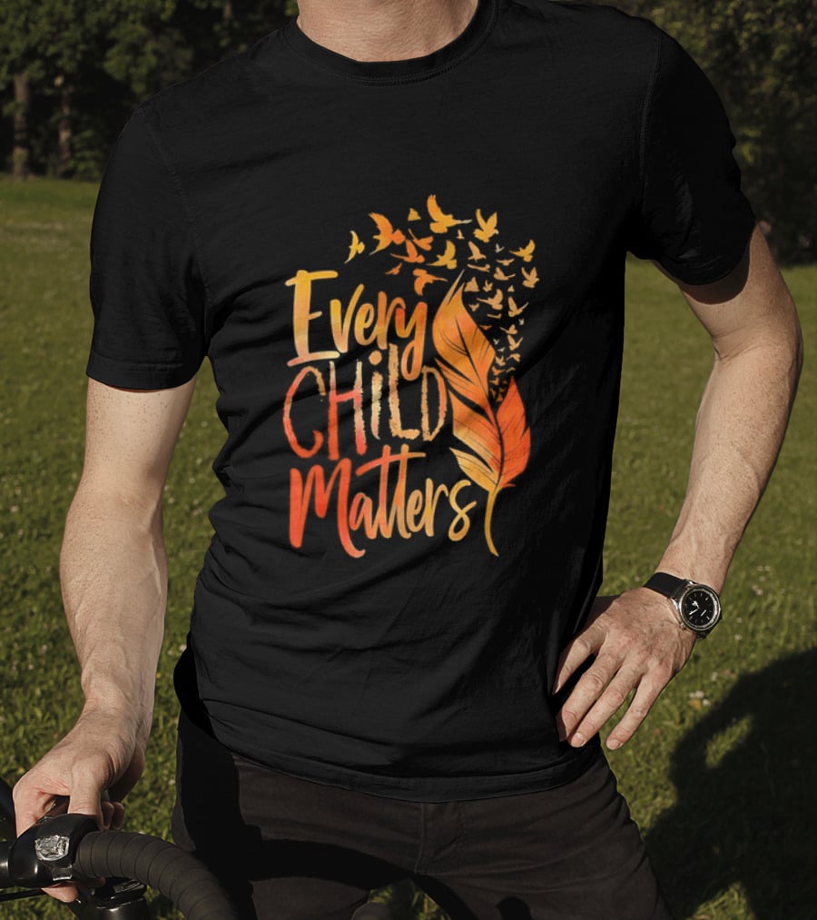 Every Child Matters Feather And Birds Orange Day Awareness T-Shirt
