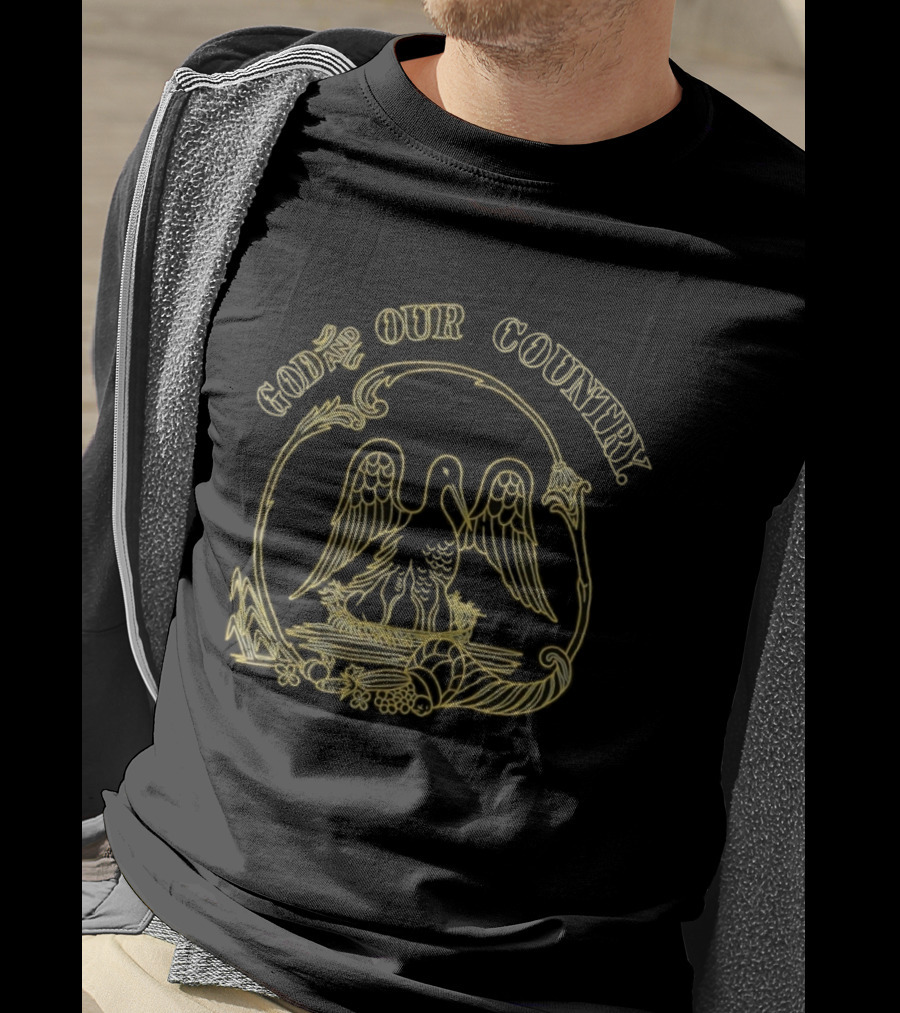 God And Our Country Pelican State Seal Patriotic T-Shirt
