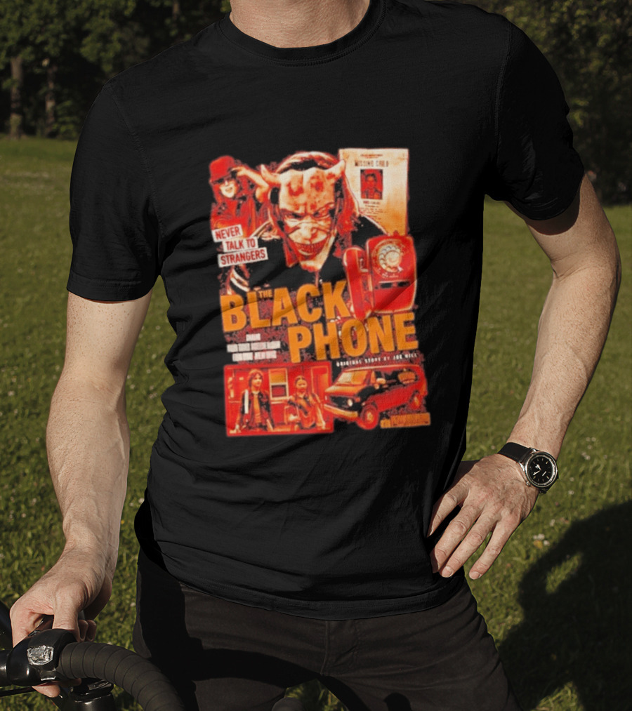 Never Talk To Strangers The Black Phone Original Story By Joe Hill Missing Child Red Phone Horror T-Shirt