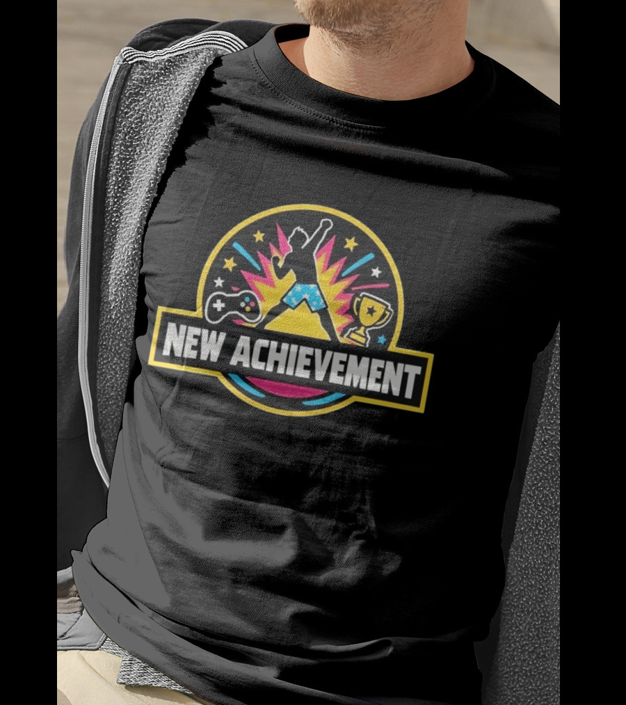 New Achievement Video Game Trophy Gamer Controller Stars Celebration T-Shirt