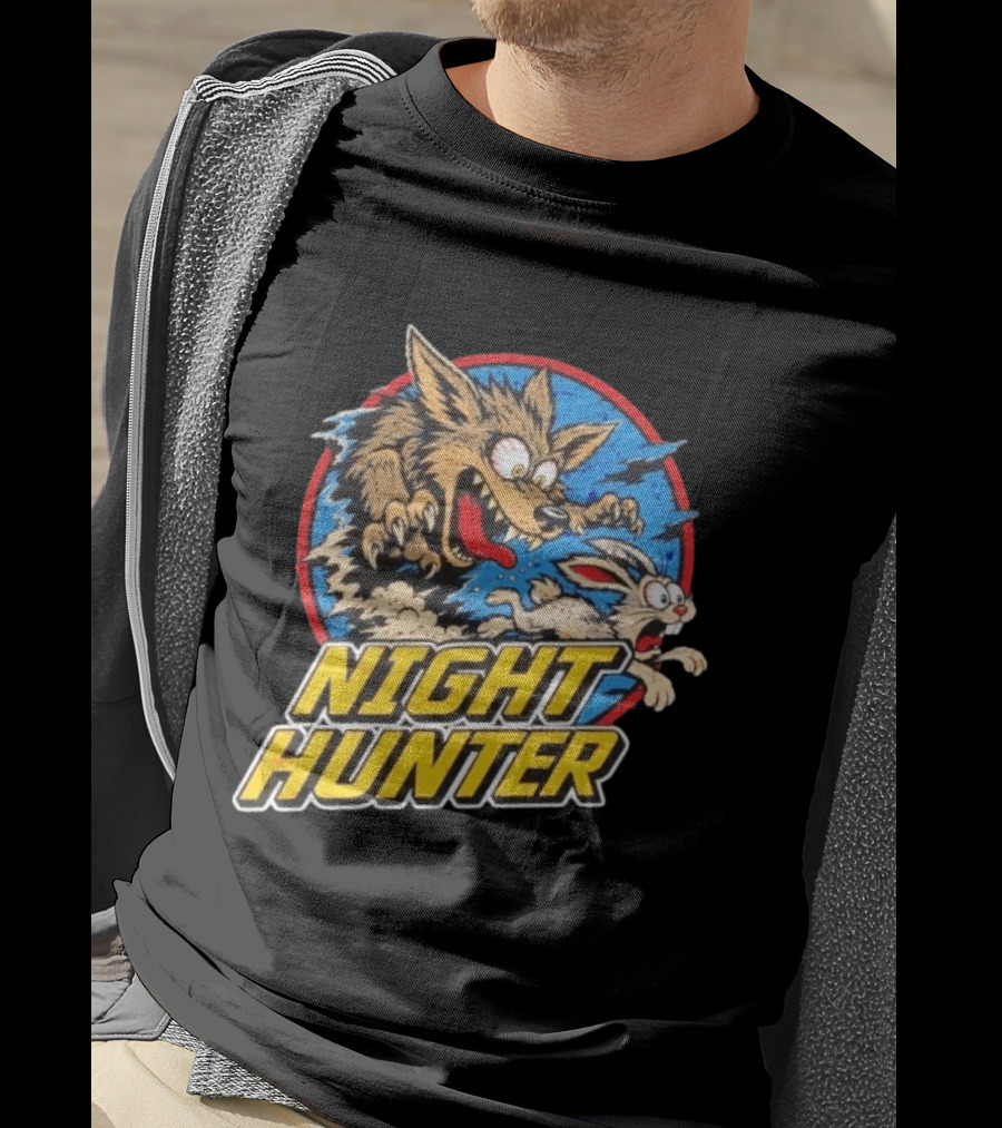 Night Hunter Coyote And Rabbit Chase Epic Predator Prey Adventure T-Shirt