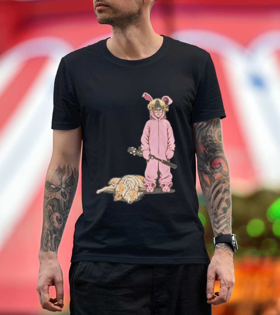 Pink Nightmare Bunny Suit Coyote Hunting Sniper T-Shirt