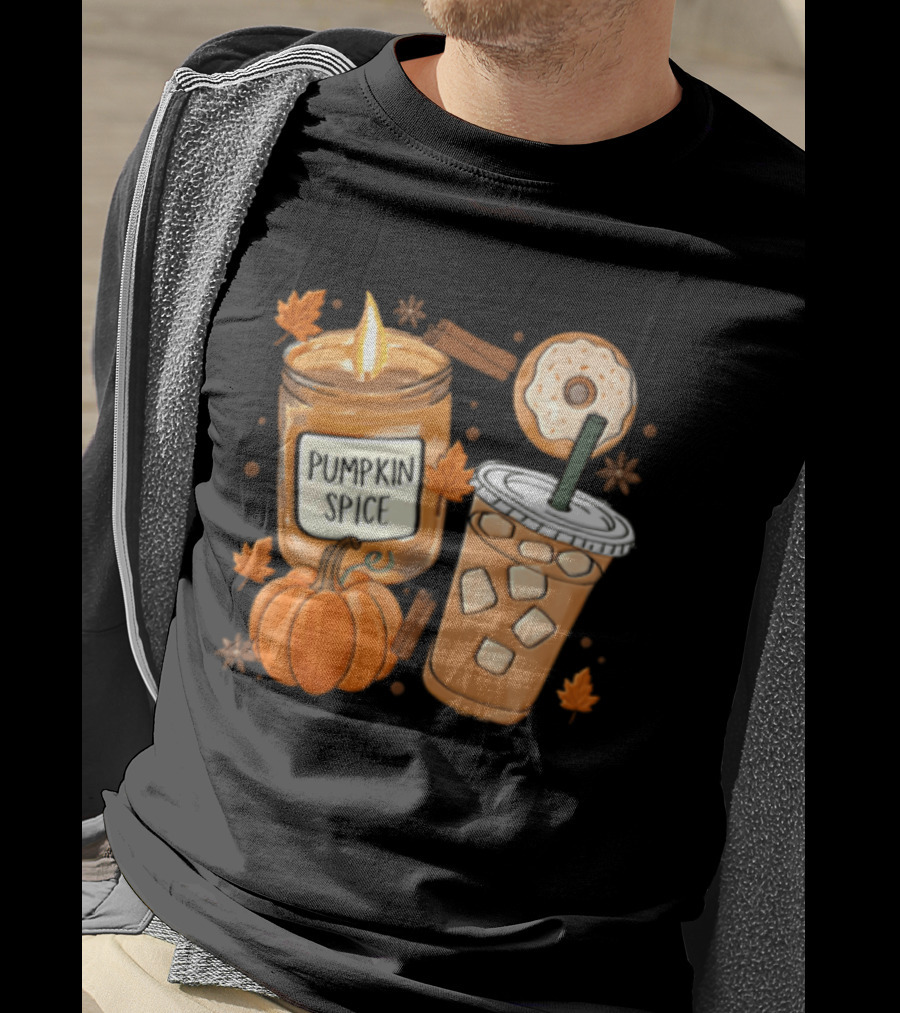 Pumpkin Spice Candle Iced Coffee Donut Autumn Aesthetic T-Shirt
