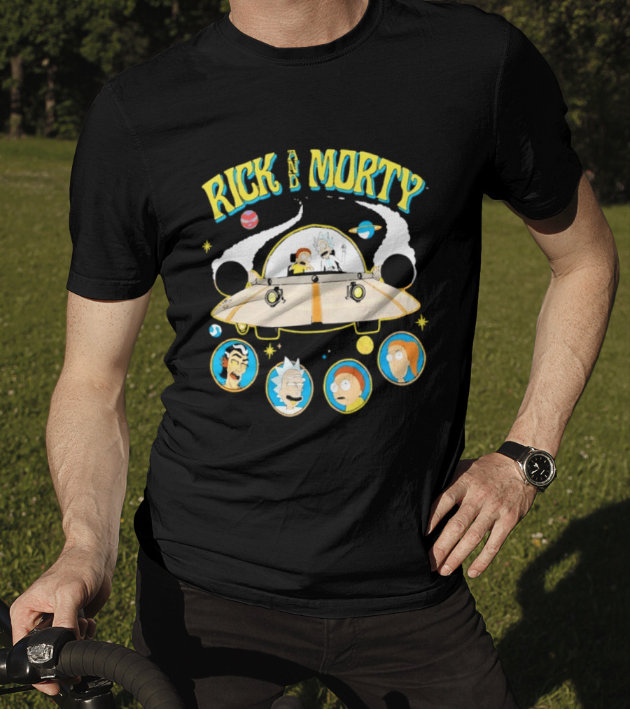 Rick And Morty Space Adventure UFO Characters Planets Adult Swim T-Shirt
