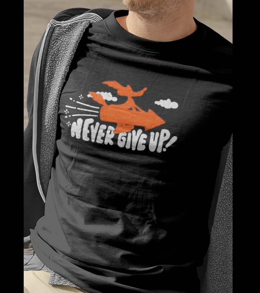 Never Give Up Rocket Distressed Vintage Motivational T-Shirt
