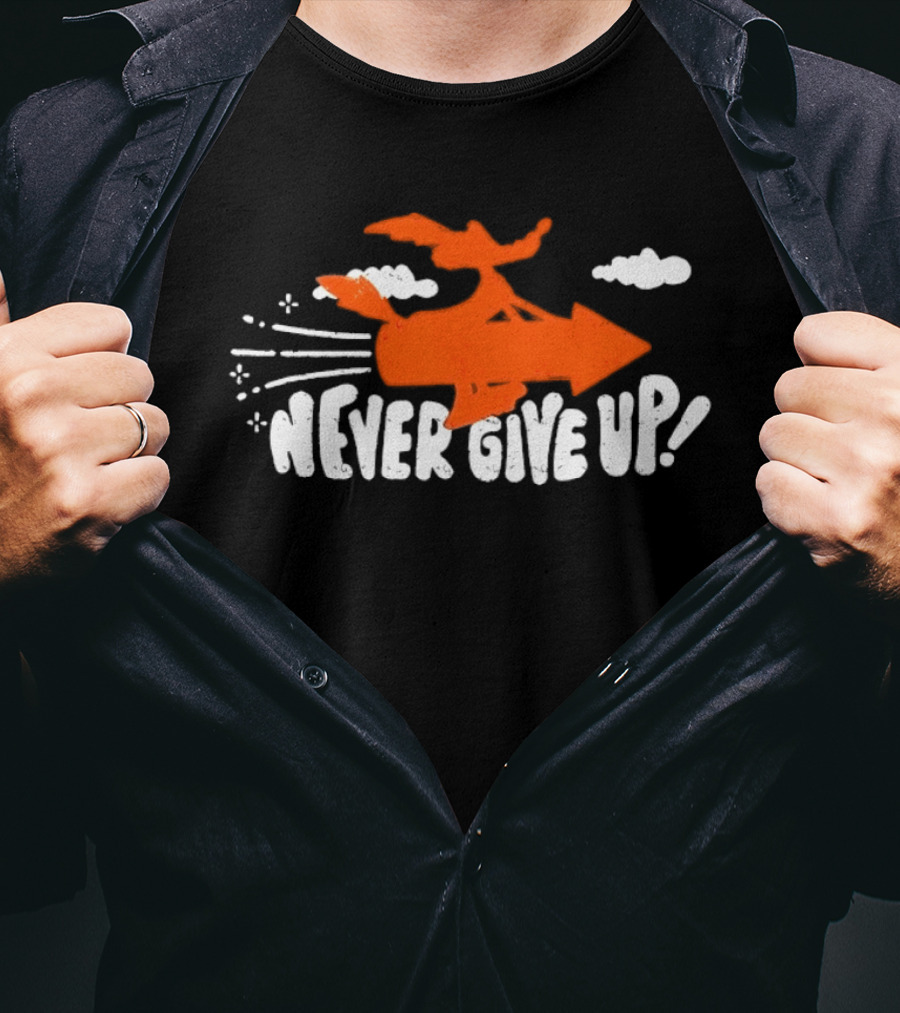 Never Give Up Rocket Distressed Vintage Motivational T-Shirt