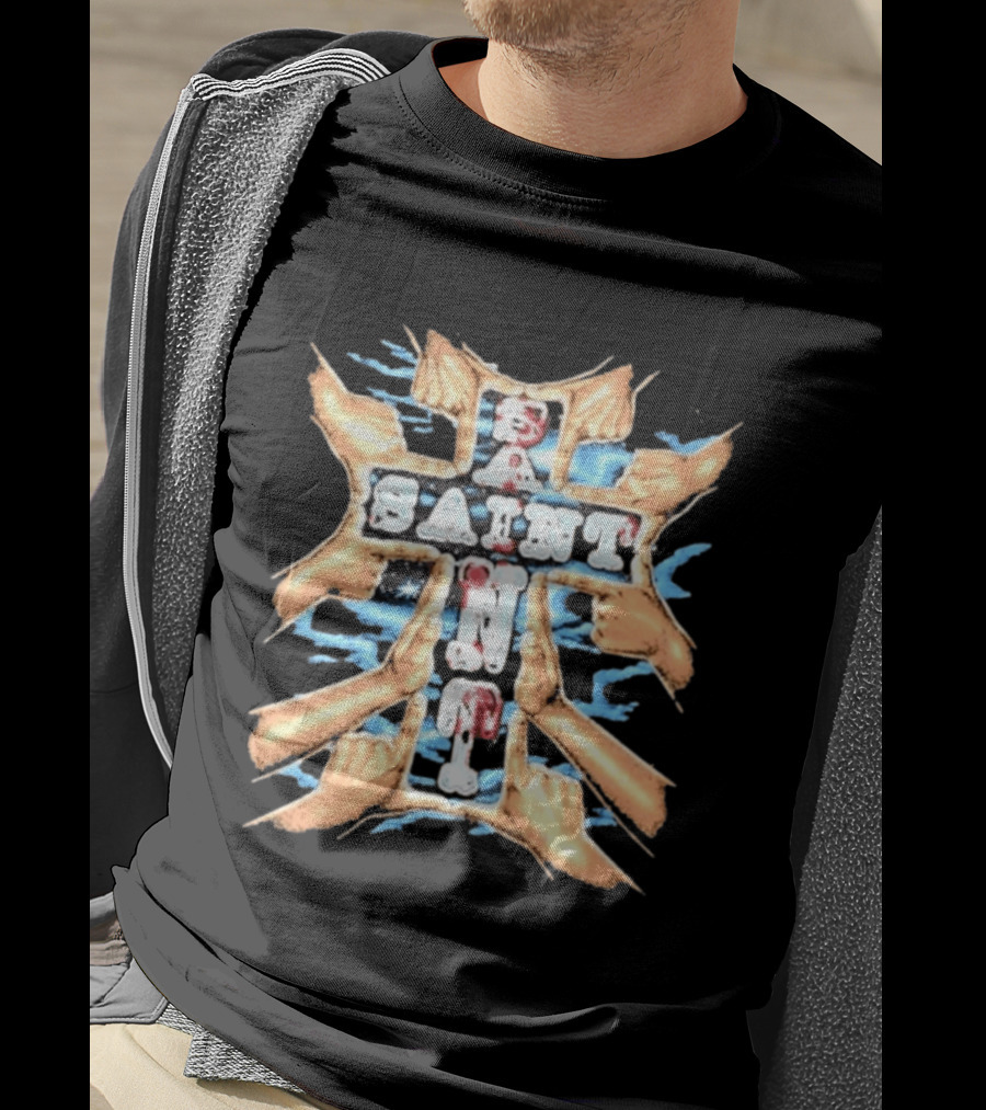 Saint Hands Framing Religious Streetwear Iconography T-Shirt