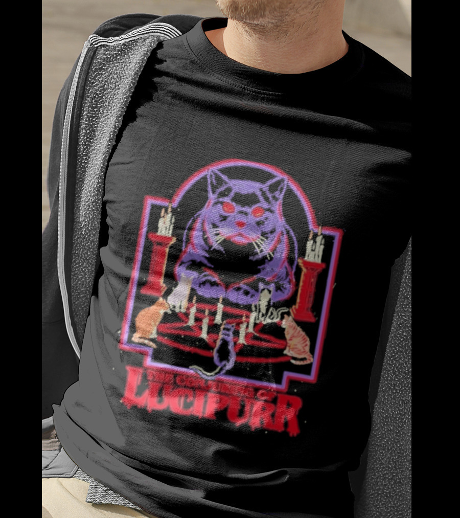The Conjuring Of Lucipurr Cat Candle Pentagram Ritual T-Shirt