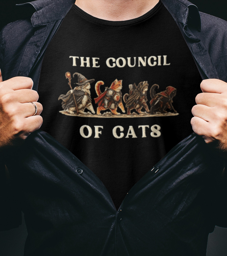 The Council Of Cats Adventurers In Medieval Fantasy Outfits T-Shirt