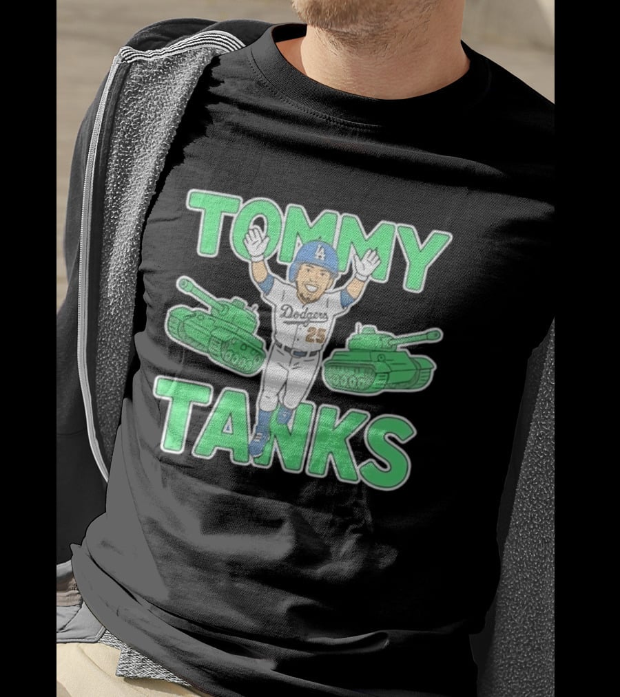 Tommy Tanks Los Angeles Dodgers 25 MLB Baseball Player In Uniform With Green Tanks T-Shirt