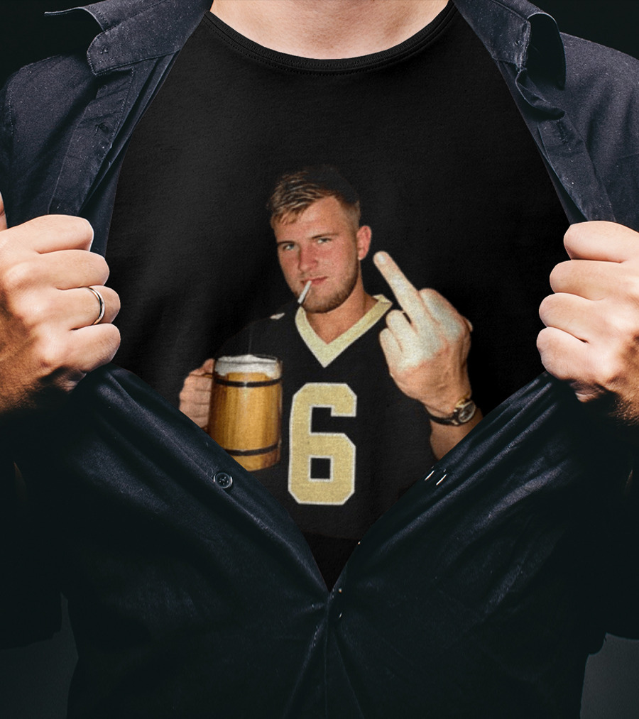 Tyler Shough Number 6 New Orleans Saints Middle Finger Gesture T-Shirt