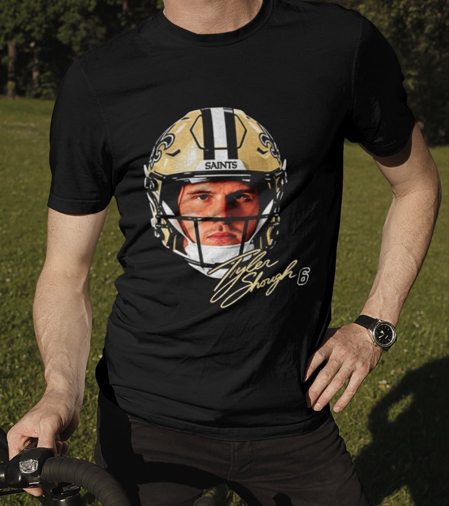 Tyler Shough New Orleans Saints Football Helmet Big Face 6 T-Shirt