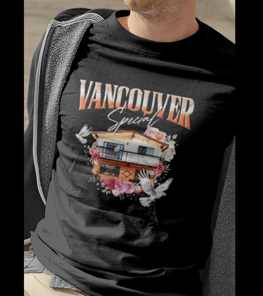 Vancouver Special House Flowers Doves T-Shirt