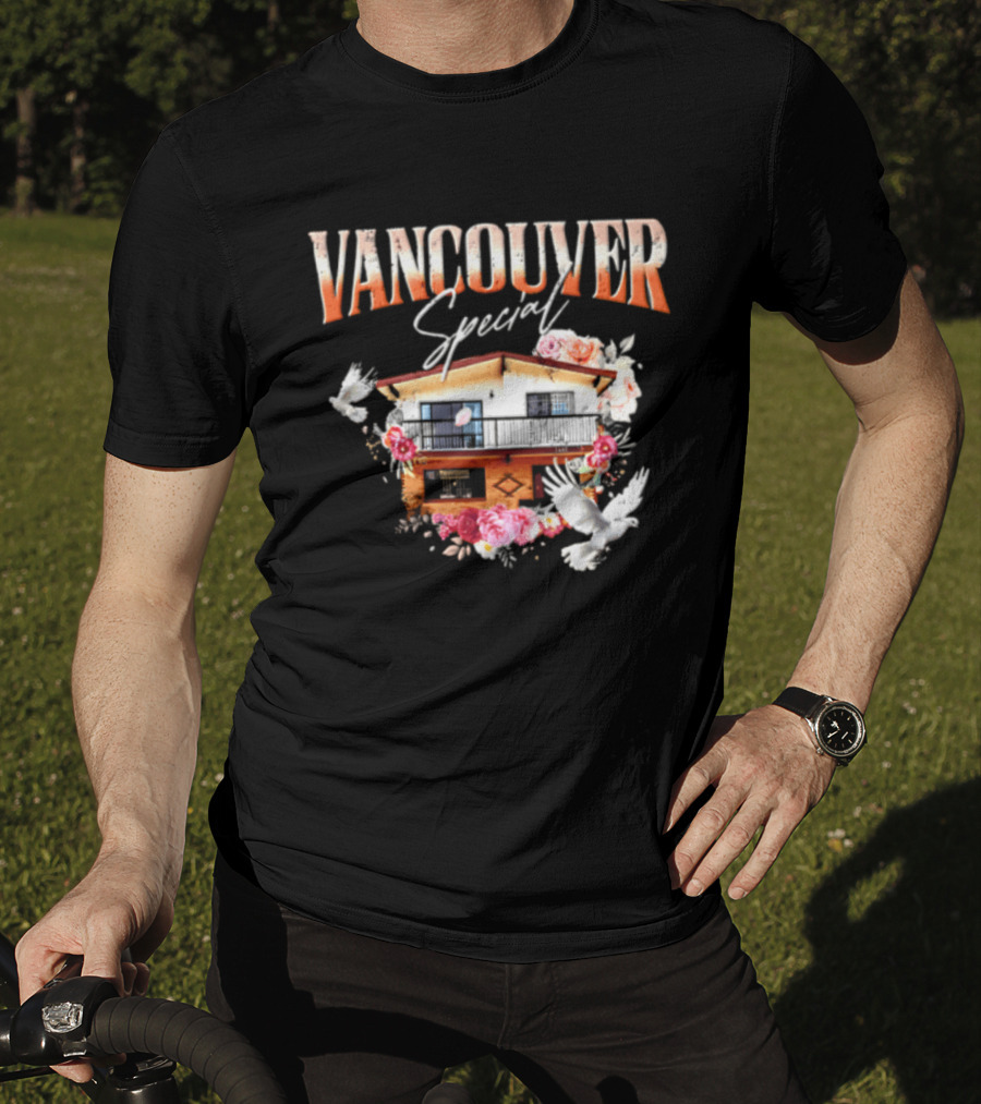 Vancouver Special House Flowers Doves T-Shirt