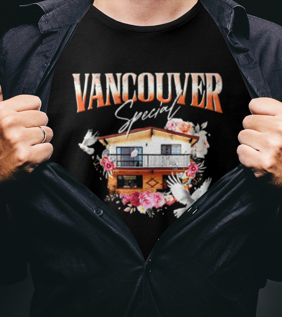 Vancouver Special House Flowers Doves T-Shirt