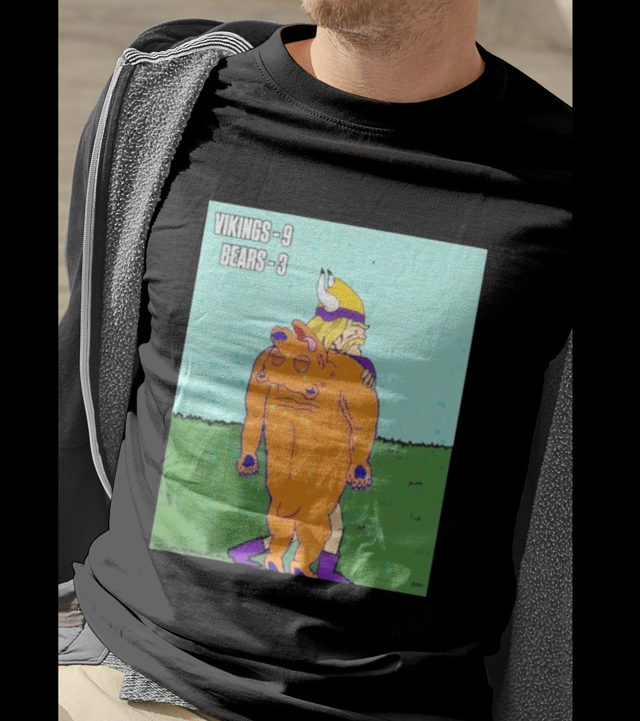 Vikings 9 Bears 3 Cartoon Sports Rivalry Image T-Shirt