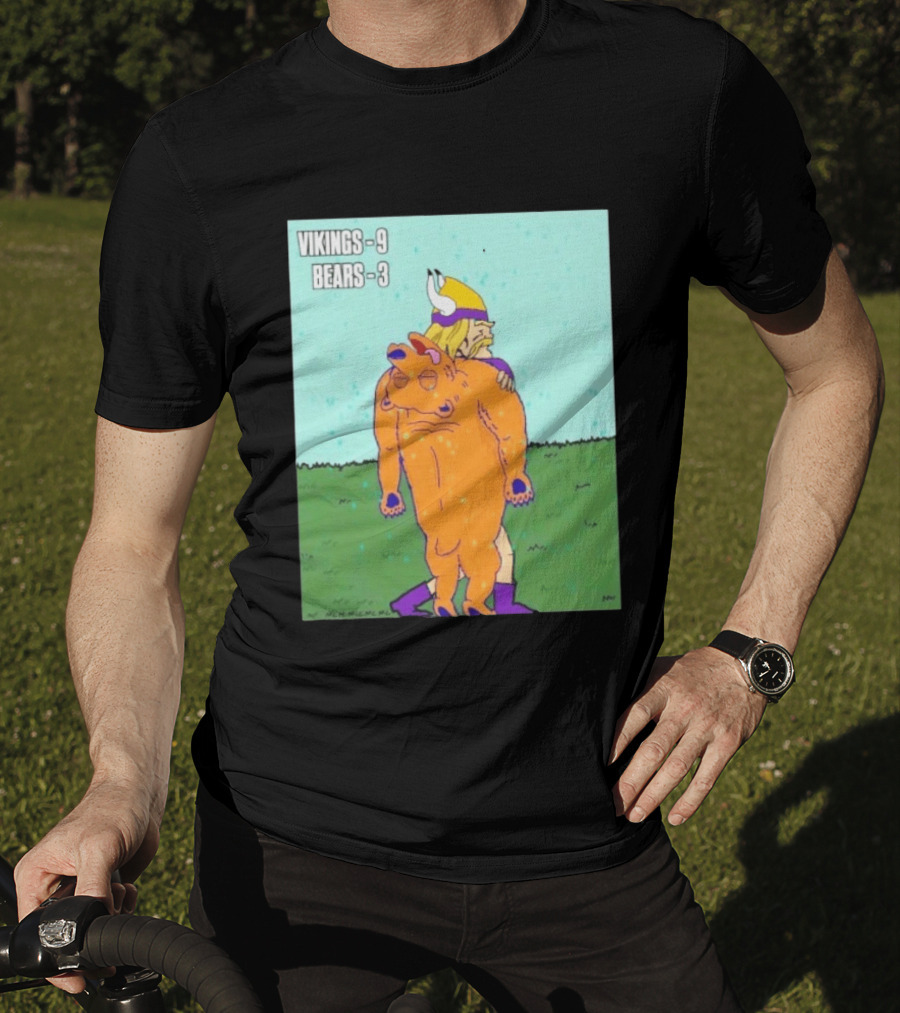 Vikings 9 Bears 3 Cartoon Sports Rivalry Image T-Shirt