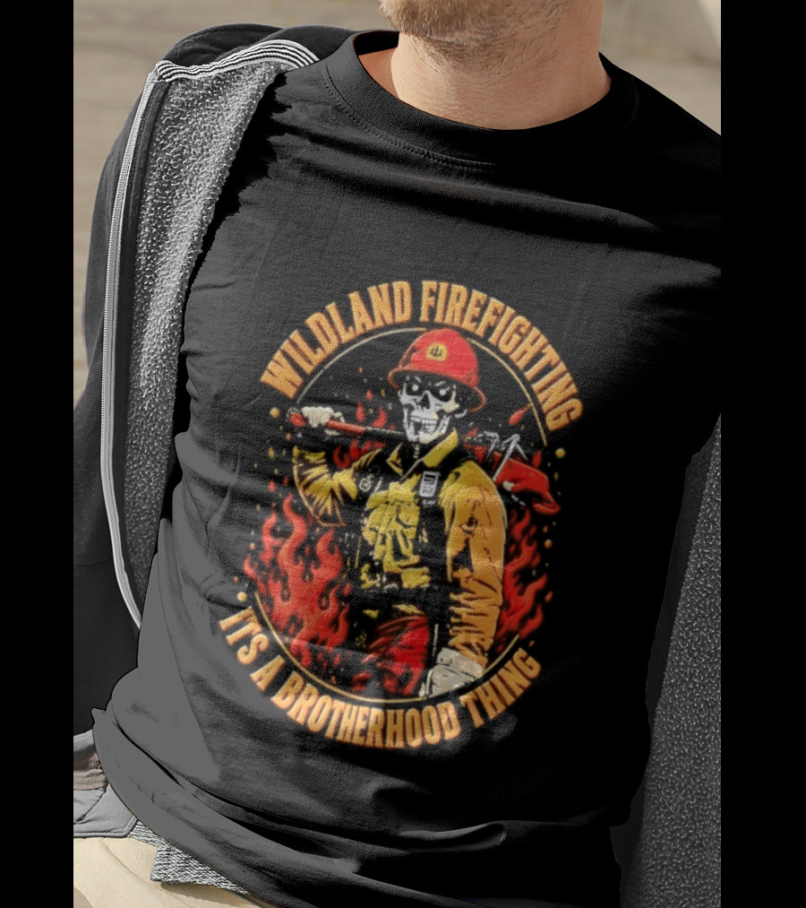 Wildland Firefighting Brotherhood Flames And Tools T-Shirt