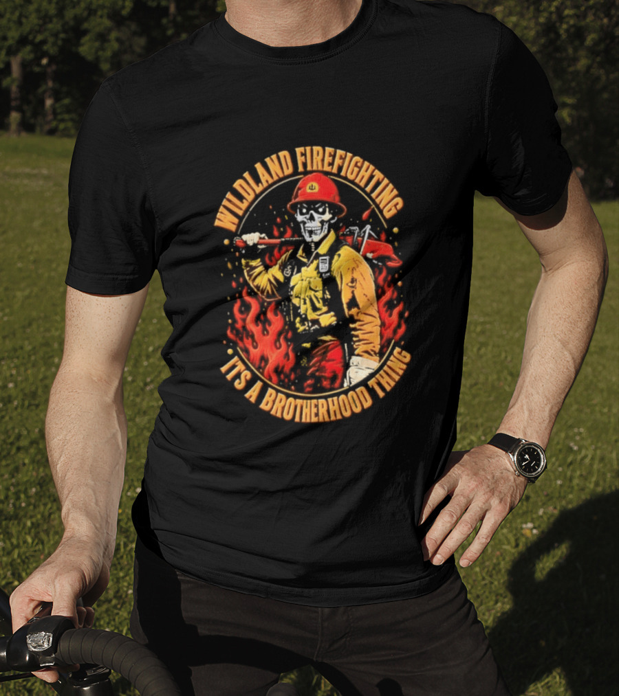 Wildland Firefighting Brotherhood Flames And Tools T-Shirt