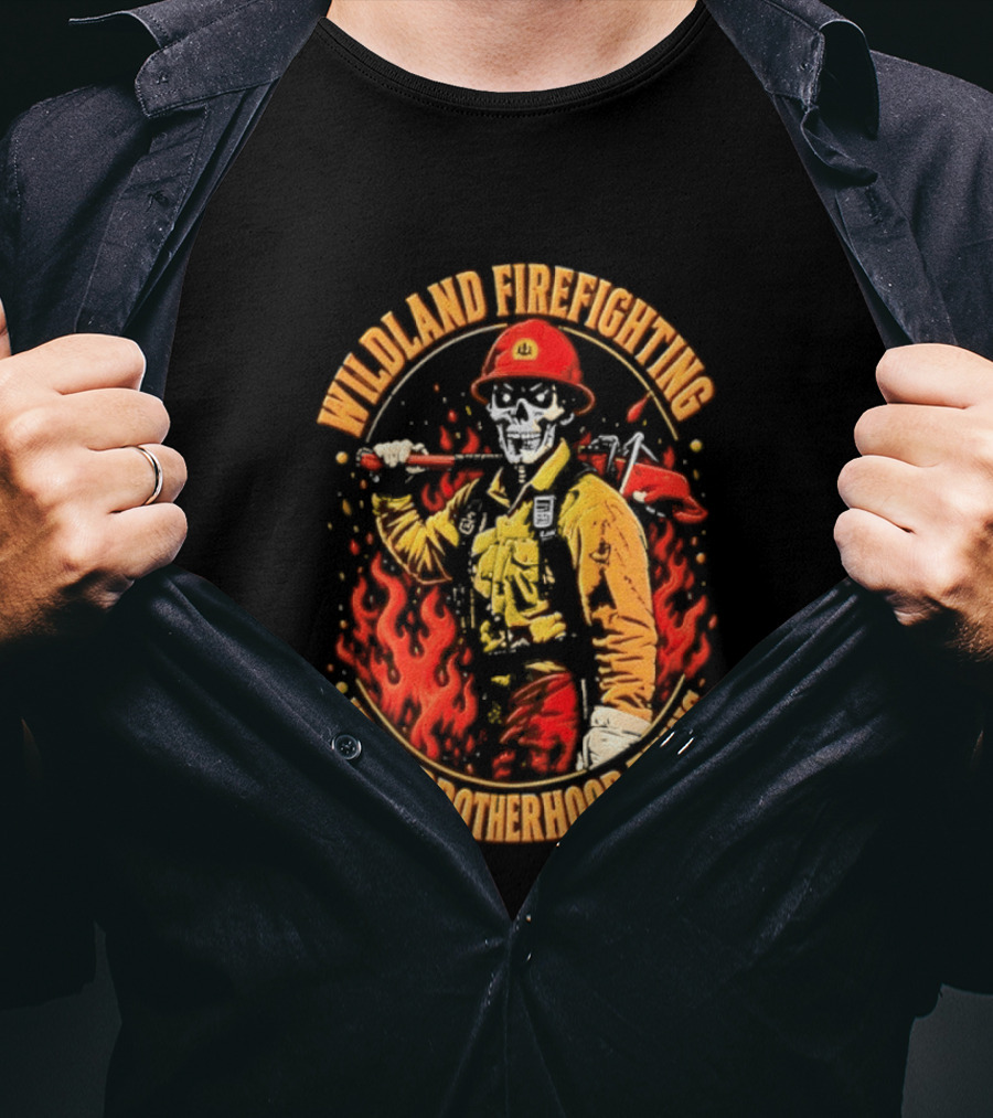 Wildland Firefighting Brotherhood Flames And Tools T-Shirt