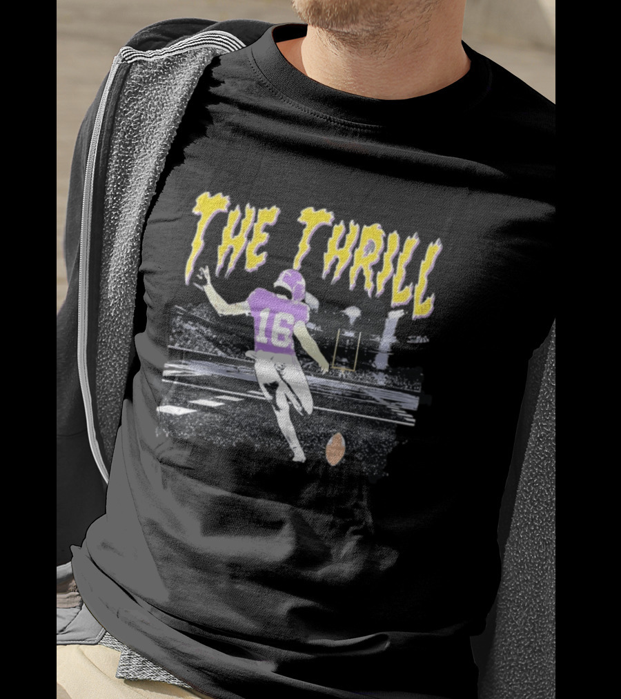 Will Reichard The Thrill 16 Minnesota Vikings Distressed Football T-Shirt