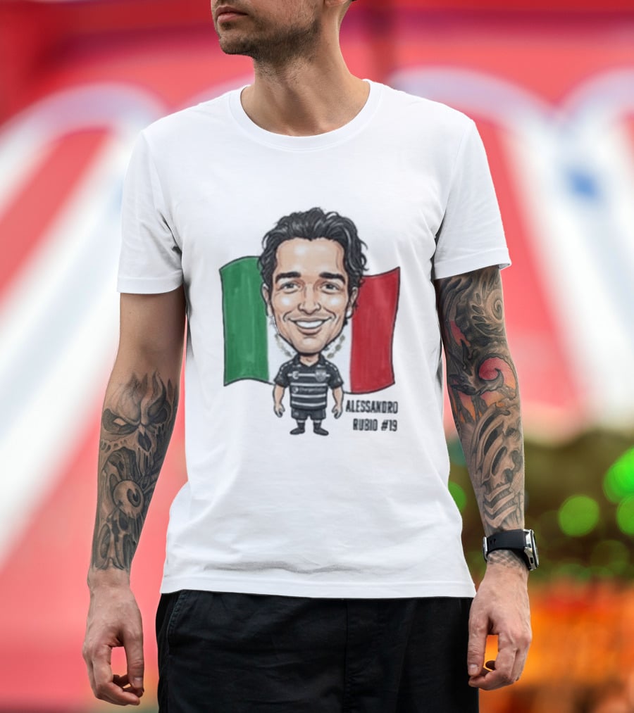Alessandro Rubio No 19 Caricature Mexico Flag Football Jersey T-Shirt